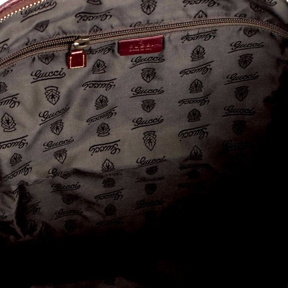 GUCCI SUPREME Burgundy Leather Carry-On Braided Crossbody Strap GUCCI DUST BAG - Picture 14 of 16